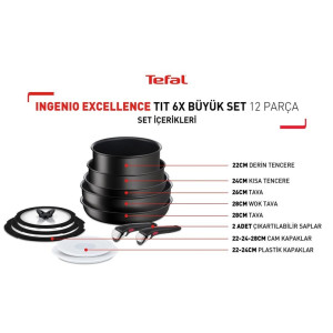 TEFAL Ingenio Excellence Titanyum 6X 12 Parça Tencere ve Tava Seti